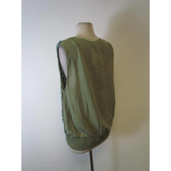 NWOT ANTHROPOLOGIE BLANK ARIANNA BEADED V-NECK TOP, sz L - Picture 8 of 8